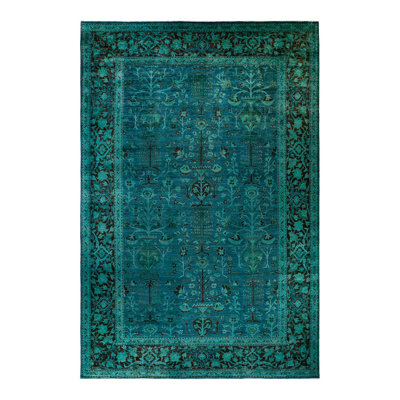 Tapis bleu sarcelle / gris 11 pi 9 po x 17 pi 6 po Zabrian