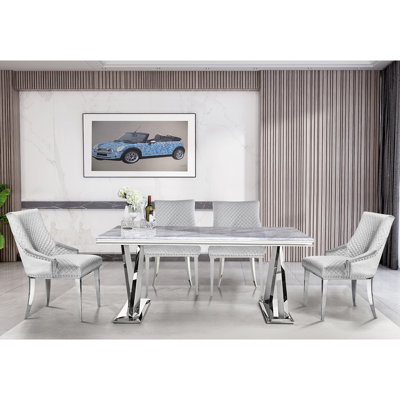 Chaise d'appoint en velours gris Huberte