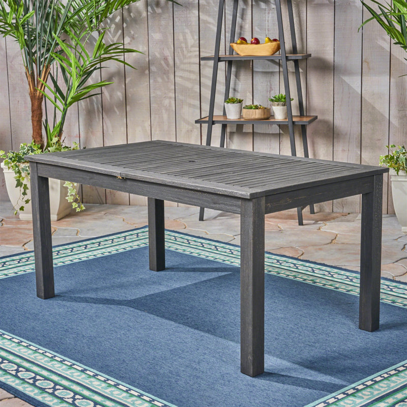 Table de salle à manger d'extérieur extensible en bois d'acacia, gris foncé, Gris foncé