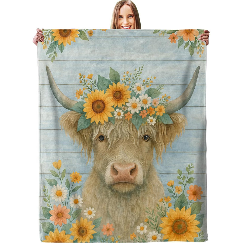 Couverture de vache rustique Highland, L 60 po x l 50 po