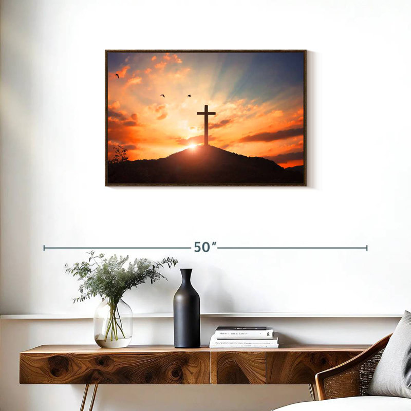 Sunset Cross, Floating Frame Walnut, 31" X 21"