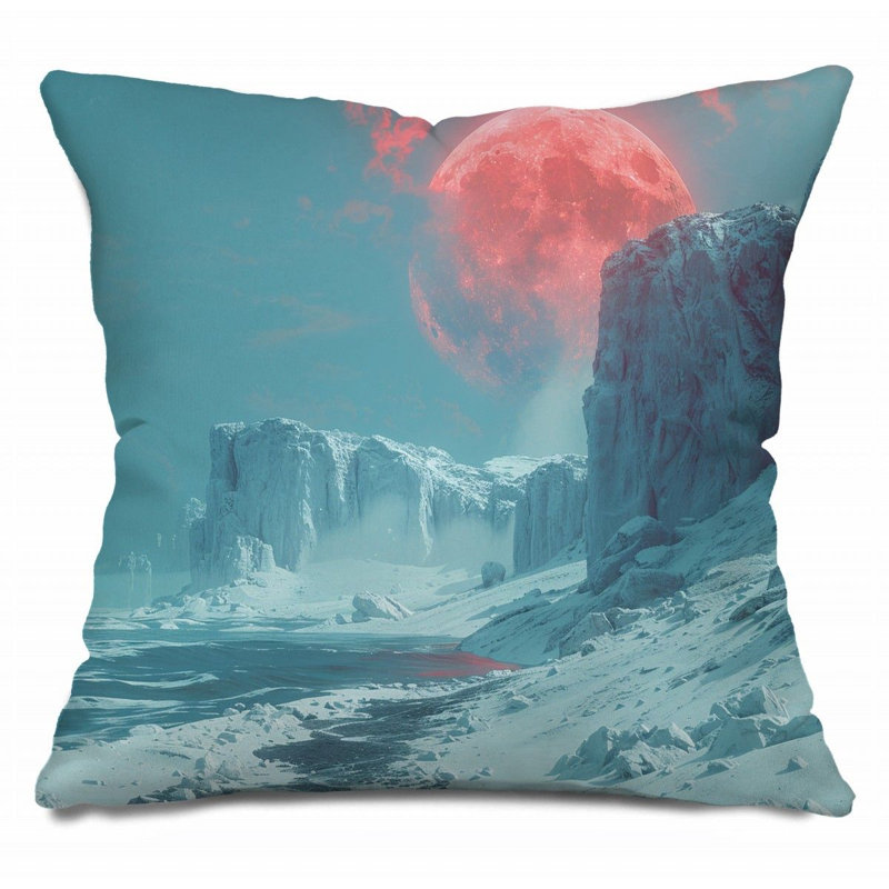 Coussin décoratif paysage extraterrestre, H 16 po x l 16 po