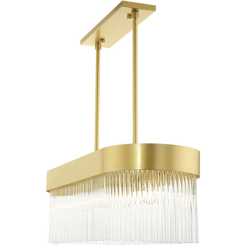 Soft Gold and Crystal 4-Light Kitchen Island Chandelier