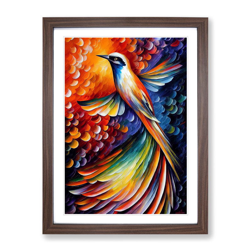 View Of A Bird No.3 - Single Picture Frame Painting, Walnut Framed, 64cm H x 46cm W x 2cm D