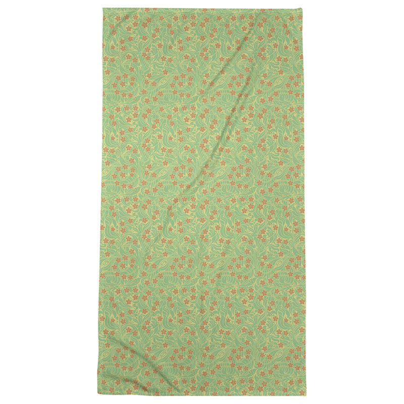 Serviette de bain florale swirly, Jaune/Vert/Orange
