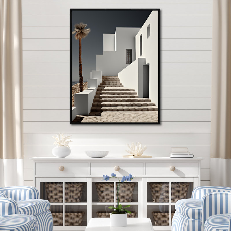 «Beach House», impression sur toile, Cadre flottant noir, H 32 po x l 16 po x P 1 po