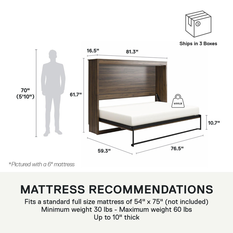 Warnke Full / Double Murphy Bed, Walnut