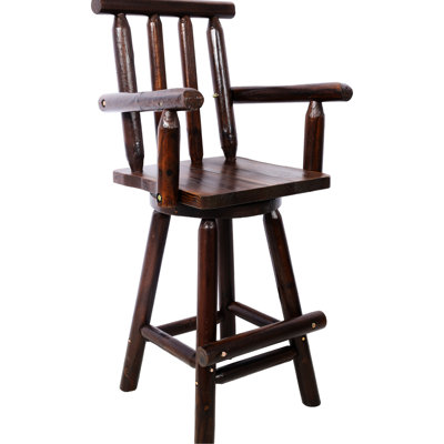 Tabouret de bistro en bois de sapin rustique d'une capacité de 330 lb avec accoudoirs et repose-pieds pivotant sur 360 ° ergonomique