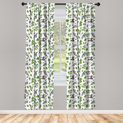 Floral Semi-Sheer Rod Pocket Curtain Panels
