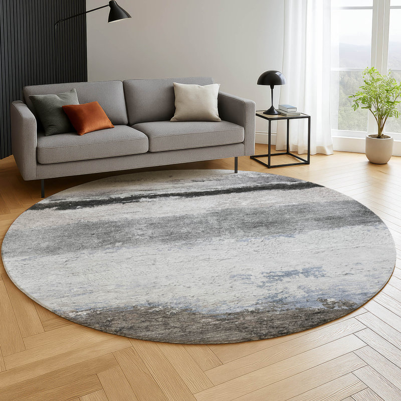 Premium Machine Washable Mayfield Striped Rug, Taupe, 8' Round