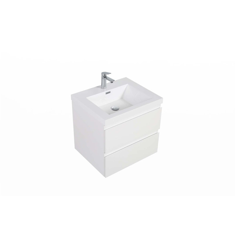 Meuble-lavabo flottant avec lavabo, Blanc