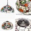 Luminaire suspendu 16 po Tiffany en verre teinté de style rustique victorien, ampoule suspendue de style papillon avec ampoule DEL