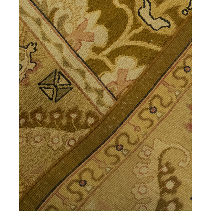 Hand Knotted Wool Oriental Area Rug in Green