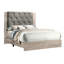 Grand lit pour chambre à coucher, tête de lit grise, finition crème, lit moderne en bois d'hévéa stable, style-2054162983