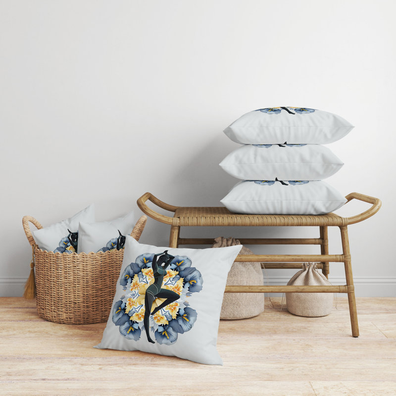 Yoga Posture Outdoor Reversible Throw Pillow, 20"H x 20"W