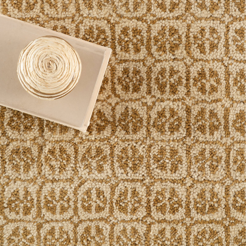 Tullie Ochre Hand Knotted Wool Rug, Rectangle 9'6" x 13'6"