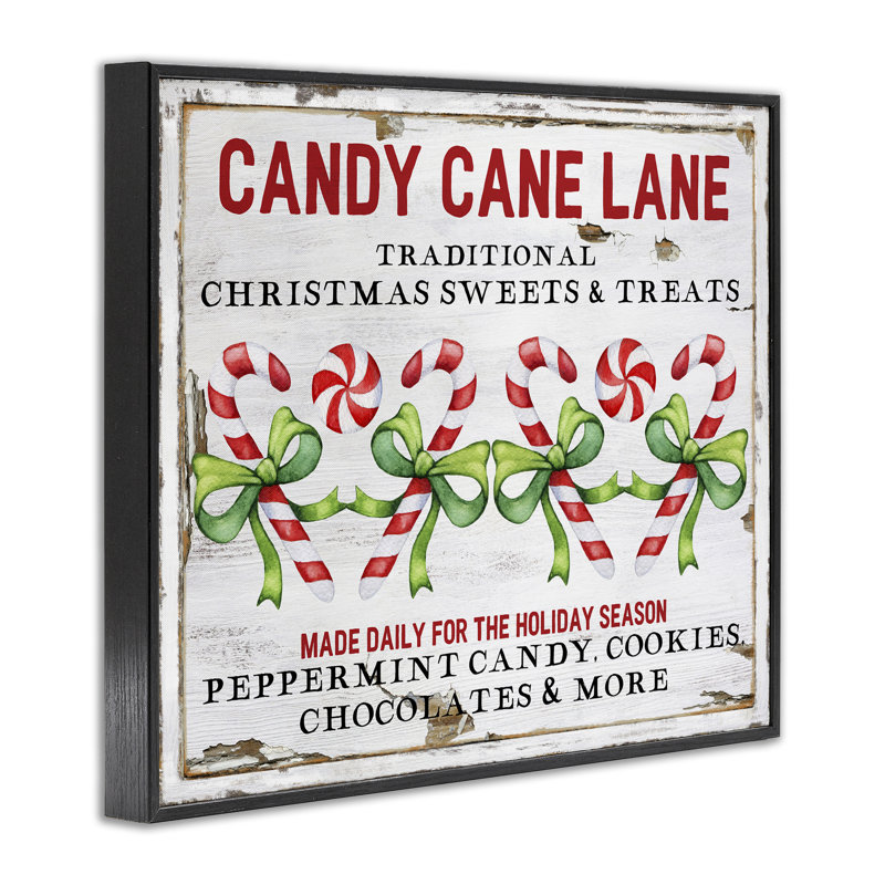 «Candy Cane Lane», art de la giclée encadrée par Creatif Belle, H 11 po x l 14 po, Giclée encadrée noir minuit