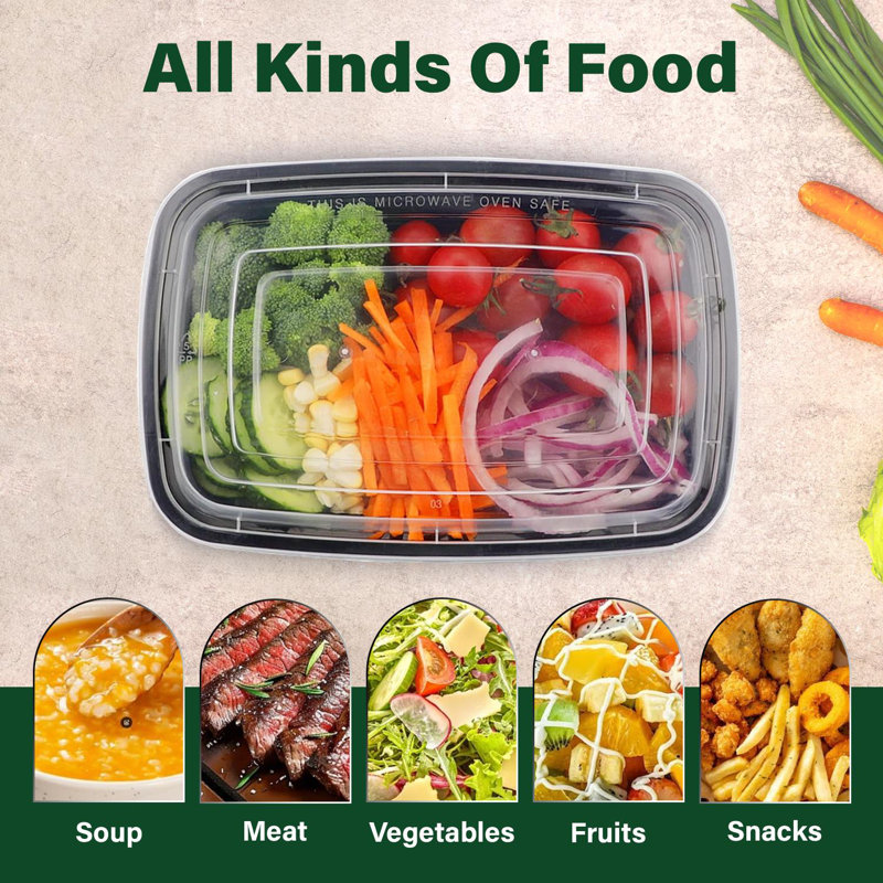 38oz Meal Prep Containers Reusable 1 Compartment Food Storage Pack Of 10