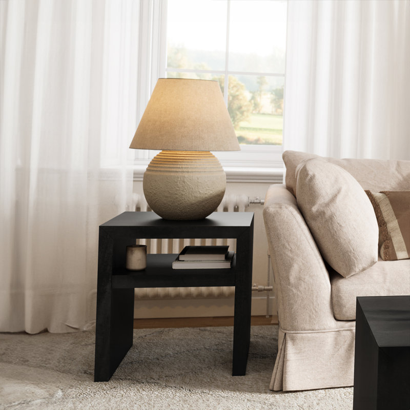 Solid Wood End Table, Black