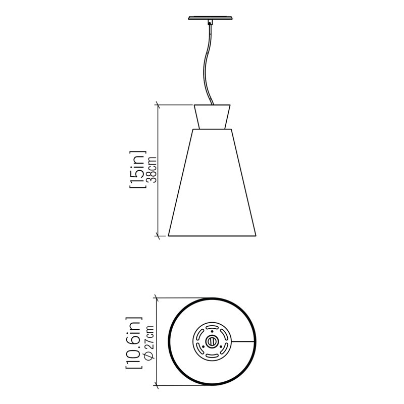 Luminaire suspendu simple à 1 lumière Conical, Cappuccino biologique