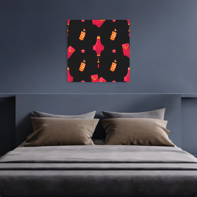 Motif de nouvel an lunaire, fleur traditionnelle, H 36 po x l 36 po