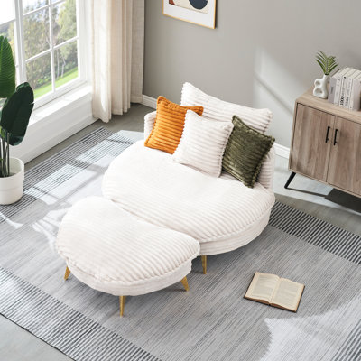 Velours côtelé beige pour différentes pièces, 2 sièges et 3 coussins - Élégant salon pratique avec