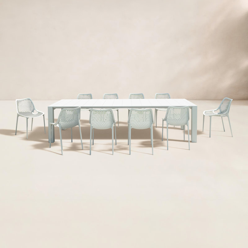 Farrah 11-Piece Extendable Patio Dining Set, White