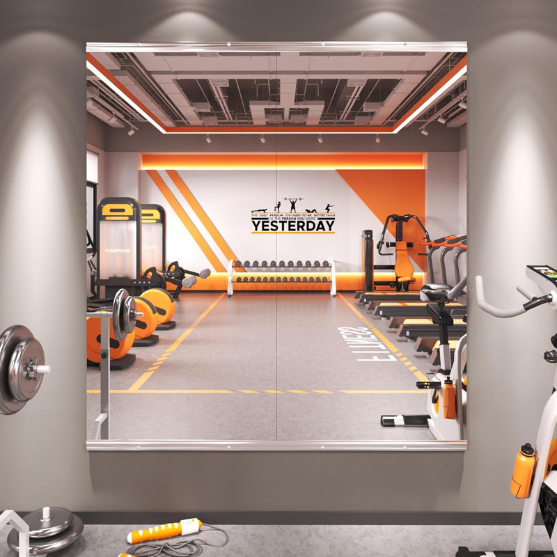 Aevar Large Frameless Full Length Tempered Glass Mirror - Rectangular Wall Mirror for Yoga, Gym & Dance Studio(Set of 2/3)