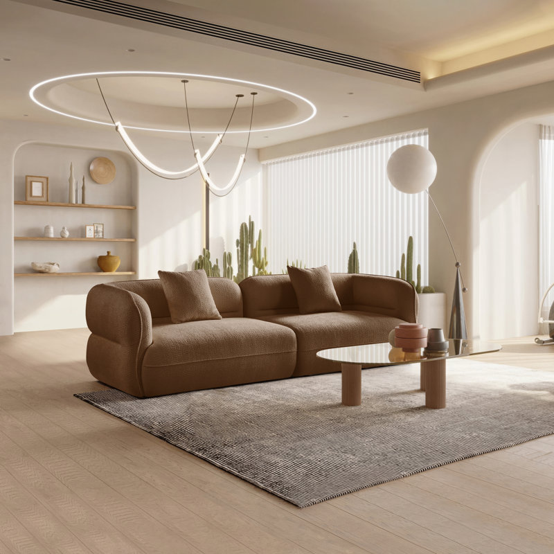 Canapé modulaire avec 2 coussins, très large et profond pour un confort ultime, Chameau
