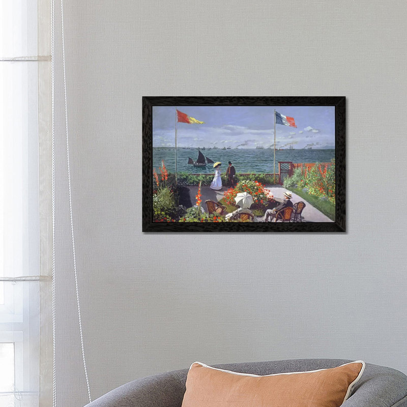 The Terrace at Sainte-Adresse, 1867 by Claude Monet - 1 Piece Painting on Canvas, 101.6 cm H x 66.04 cm W, Black Framed