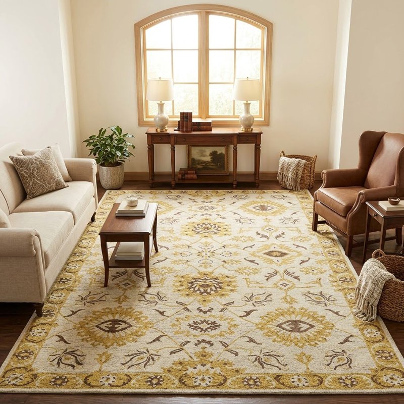 Dorcea Wool Floral Indoor Rug, Rectangle 2' x 3'