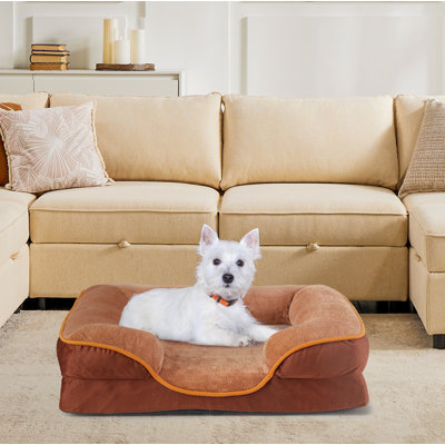 Memory Foam pet bed,washable removable with non-slip base Waterproof liner egg crate