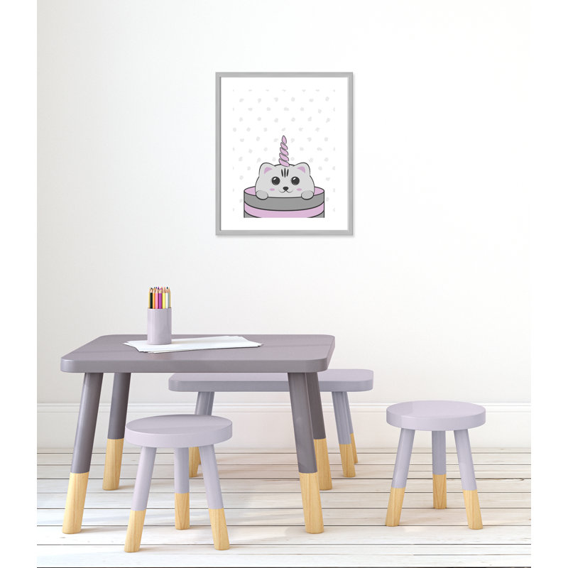Caticorn I, art encadré, H 24,5 po x l 20,5 po x P 1,18 po, Cadre argenté