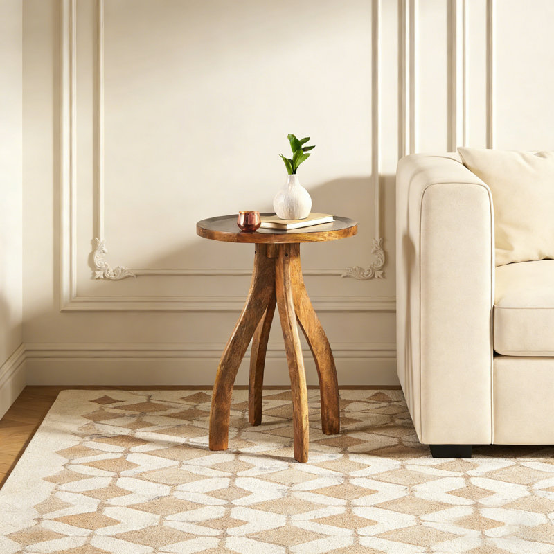 Jecir Circular End Table with Tray Tabletop