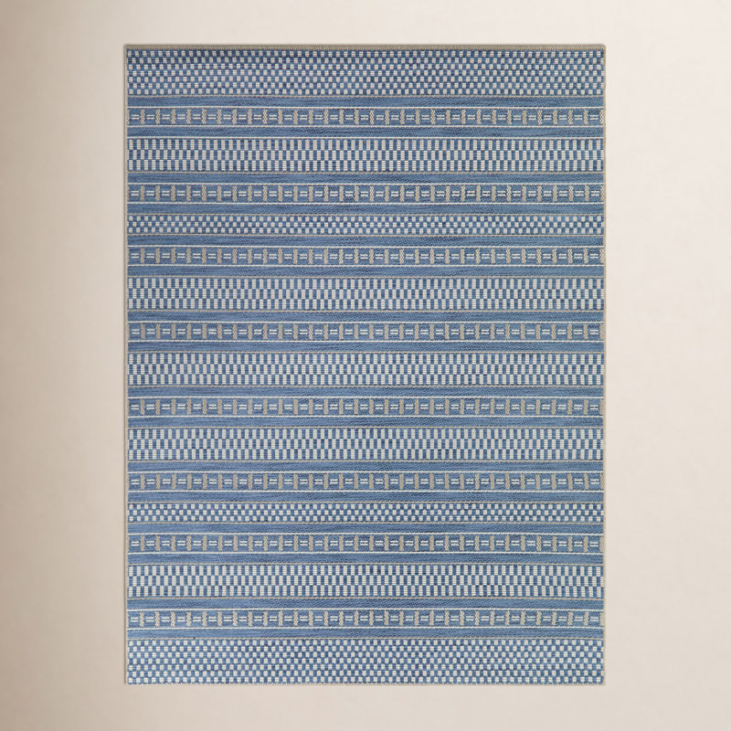 Tapis d'intérieur / extérieur de patio Sadie - bleu / blanc / gris, Rectangle 7 pi 10 po x 10 pi