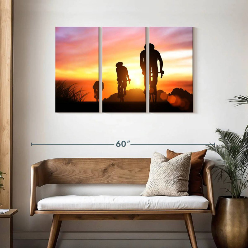 Sireci Cyclists At Sunset, 28" H x 45" W