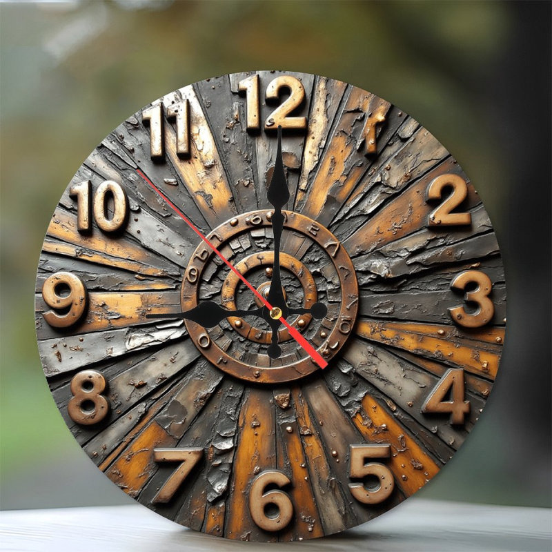 Horloge murale rétro en bois rustique