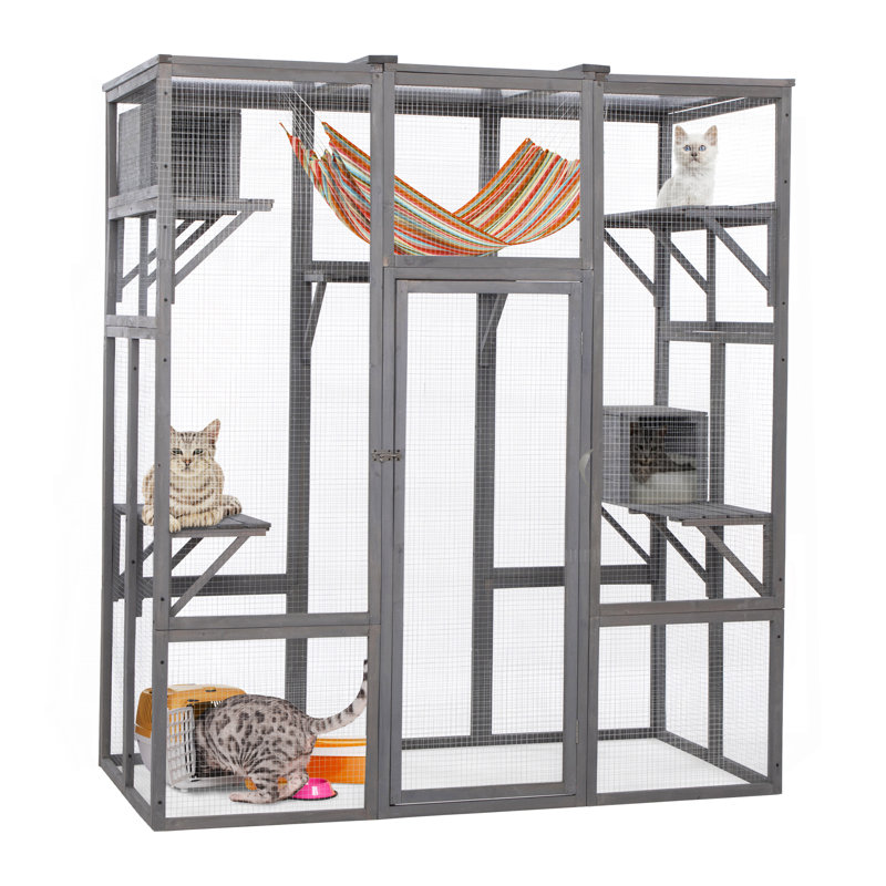 Très grande cage à chat - Gris