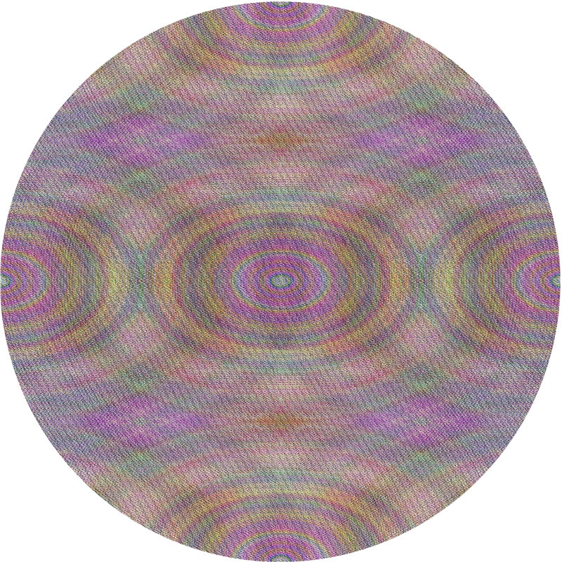 Tapis rose/bleu/vert à motifs Daryll, Rond 8 pi