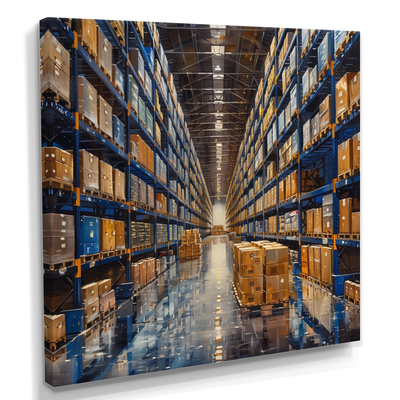«Blue Warehouse», H 16 po x l 16 po, Toile tendue
