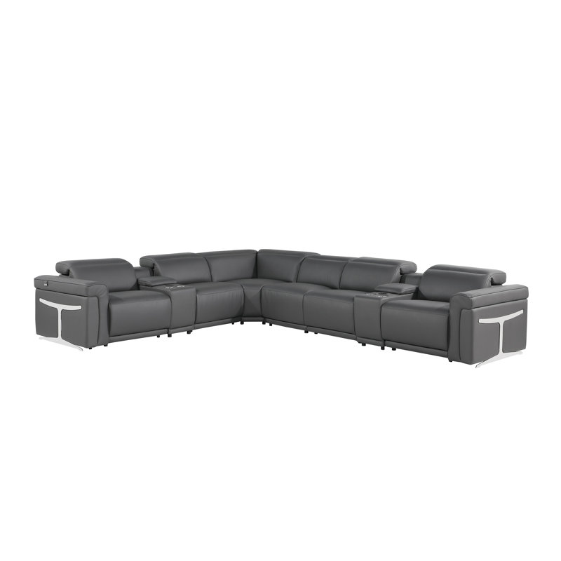 Canapé modulaire en L gris avec huit chaises
