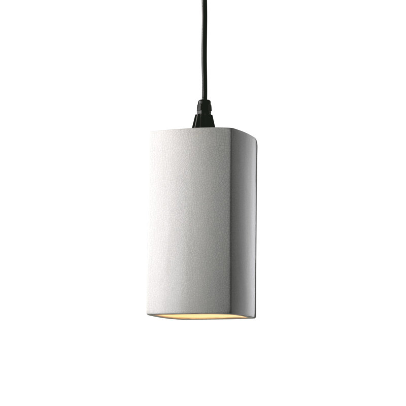 Luminaire suspendu rectangulaire 1 lumière Custinne, Patine rouillée, Câble noir