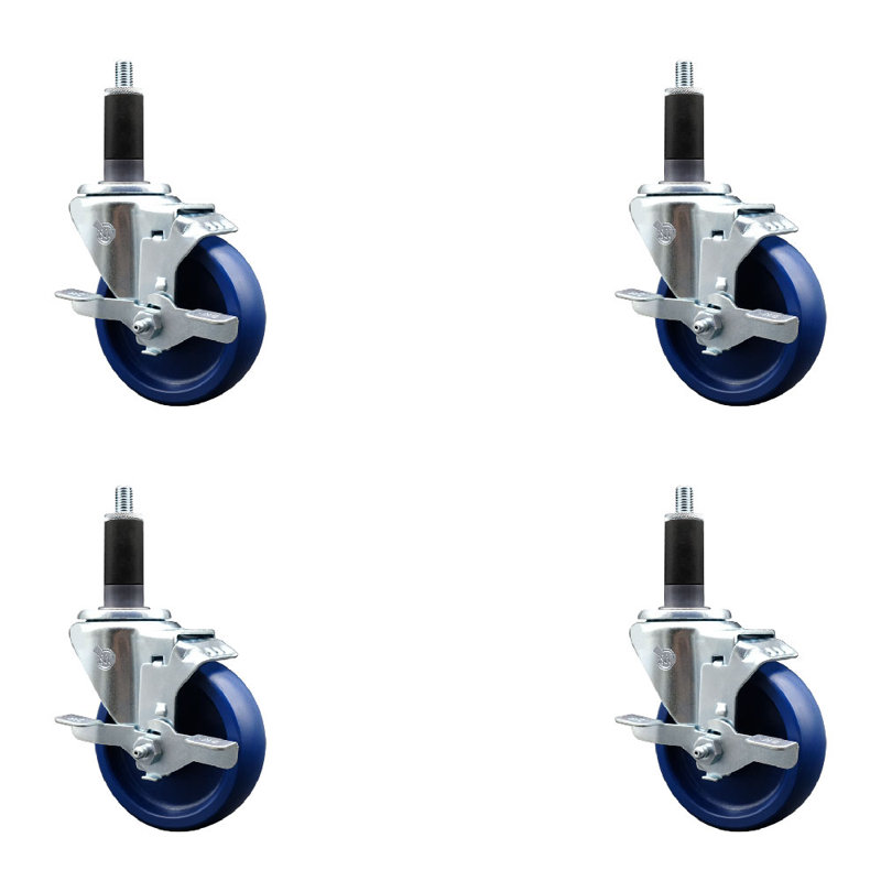 Ensemble de roulettes extensibles pivotantes en poly 4 de 4 pouces 1-1 / 8 pouces avec frein SCC