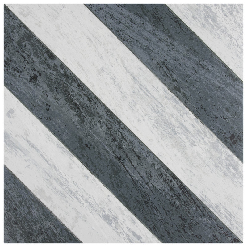 Cassis Sete 10" x 10" Porcelain Wall & Floor Tile, Black
