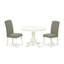 L'ensemble de salle à manger 3 pièces pour petits espaces comprend une table de salle à manger ronde avec piédestal et 2 chaises Parson en tissu Shitake foncé, lin blanc-1869960861-1869960860-1800375221