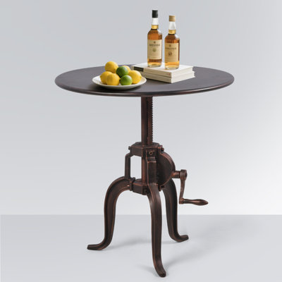 Antique Industrial  Crank  End Table Iron Top Cast Iron Base  Design Metal Adjustable Height End Table(Antique Copper) -  Topower, W-ZT03-M-TB-COPPER
