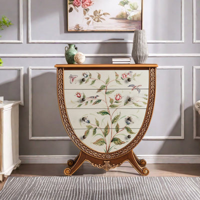 Creative painted carved drawer accent chest