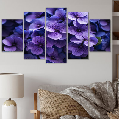 Violets Whispering Photo IV - Décoration murale florale - 5 panneaux