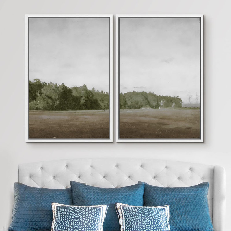 «Green Mountain Hillest Landscape», 2 pièces, Blanc, H 24 po x l 16 po