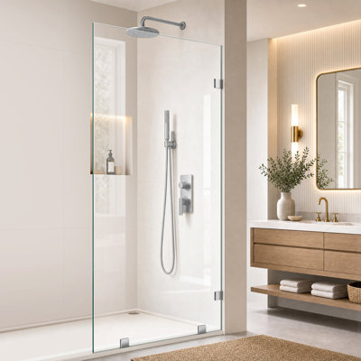 36" W X 80" H Walk-in Frameless Shower Screen With 3/8" (10mm) Clear, Safe Explosion-resistant Tempered Glass Brushed Nickel
